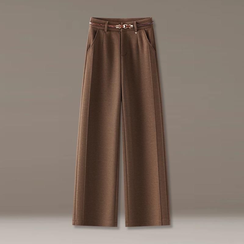 パンツ レディース 秋冬 ウール ワイドレッグパンツ ハイウエスト ゆったり ストレート あったか 厚手 カジュアル アンクル丈 ズボン S..