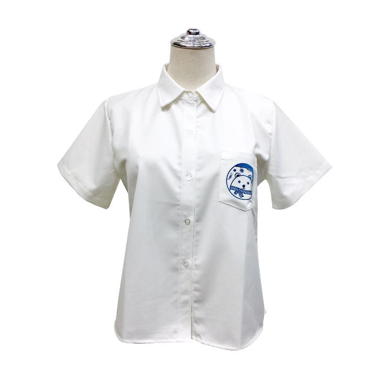 シャツ レディース 長袖 半袖 学生 白 ブラウス 刺繡 ポリエステル 通勤 かわいい アニマル