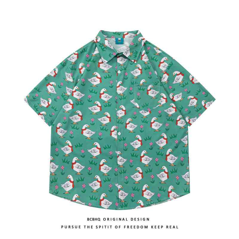 シャツ 男女兼用 学生 接触冷感 アニメ プリント 半袖 ポリエステル 開襟 襟付き トップス 普段使い 部..