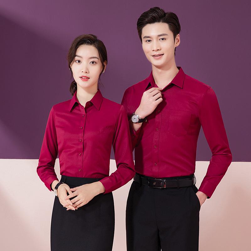 シャツ レディース メンズ 長袖 無地 コットン混紡 トップス ブラウス 大きめサイズ 面接 フォーマル ..