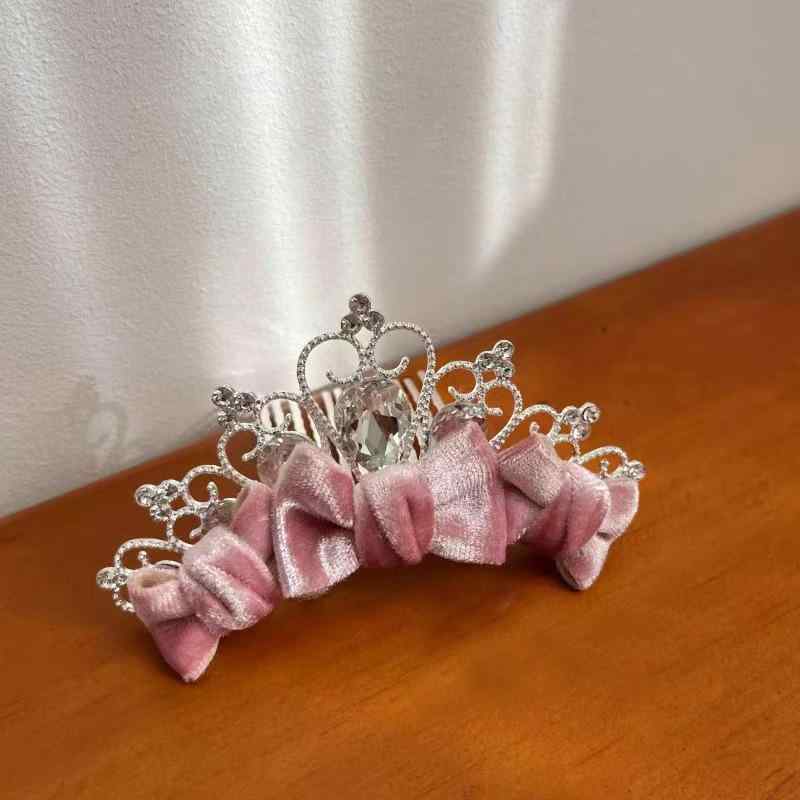 ヘアアクセサリー 子供用 高品質 ベルベット クラウン ヘアコーム プリンセス バースデー ティアラ ワ..