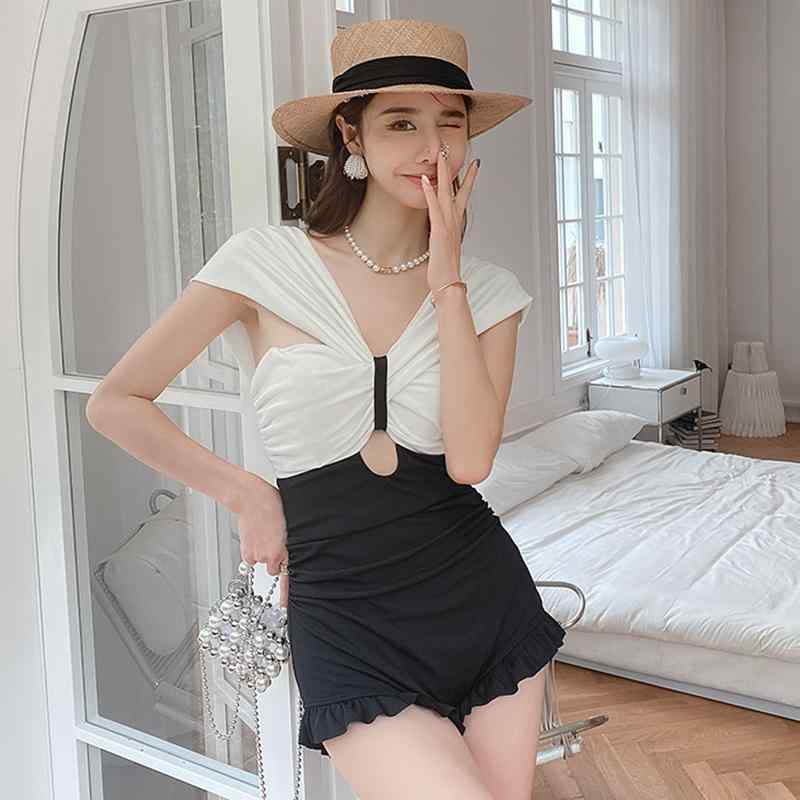 水着 レディース ワンピース 小清新 スイムウェア 温泉 リゾート セクシー 少女風 接触冷感 パット付き..