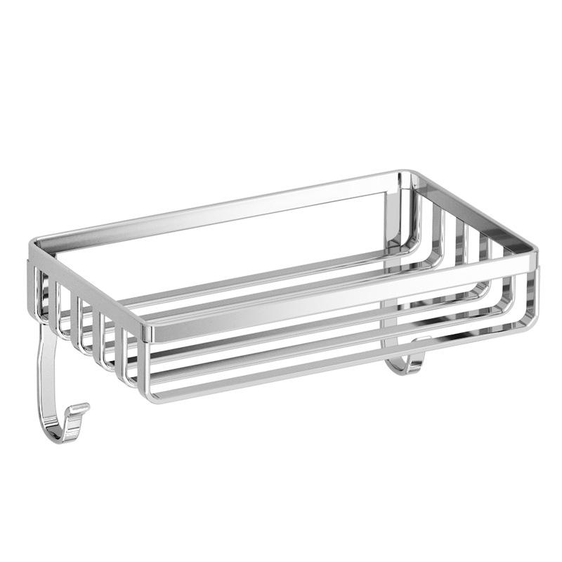 収納ラック 浴室用品 整理棚 ステンレス製 石鹸ラック 水切り 穴あけ不要 キッチン収納 ペーパータオルホルダー 壁掛け 粘着式 シングル ダブル フック付き(3)