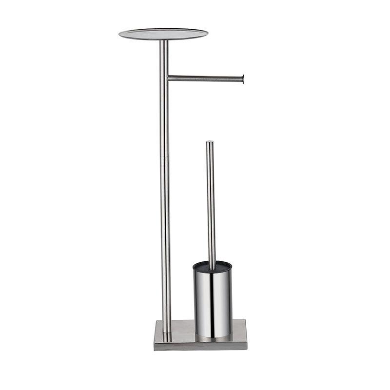 トイレットペーパースタンド トイレブラシ付き ステンレス 浴室 洗面所 収納 床置き 予備ロールホルダ..