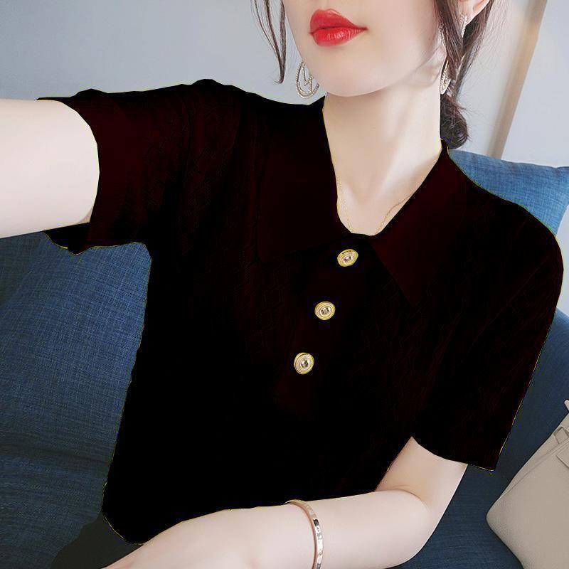ニット レディース 春夏 半袖 Tシャツ トップス 接触冷感 ゆったり かわいい ドルマンスリーブ プルオーバー カットソー 黒 白 赤