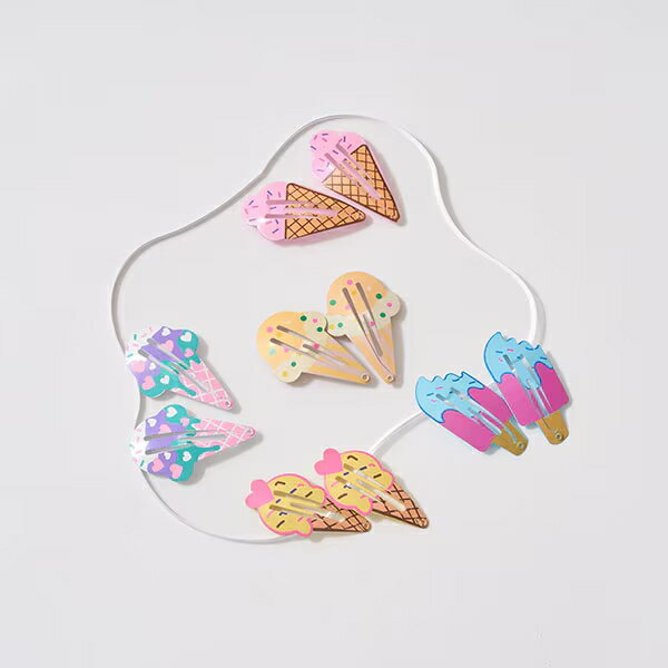 【 SSフライング企画 100円ぽっきり】ヘアクリップ キッズ 女の子 Lycee mine（リセマイン）アイスヘアクリップ2Pセット  子供服 子供 こども こども服 子供服 女の子 女児 女 キッズ ジュニア 遠足 旅行 通勤 通学 ヘアアクセサリー ギフト プレゼント おしゃれ かわいい