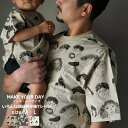 リンクコーデ パパサイズ メンズ トップス 男の子 女の子 MAKE YOUR DAY(メイクユアデイ)いろんな顔総柄半袖Tシャツ M-L | 親子おそろいコーデ こども服 男児 女児 男 女 キッズ ジュニア トップス 半袖 Tシャツ 子供服 春 夏 メンズ レディース ペアルック M L