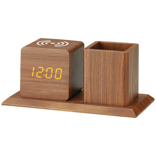 【ギフト包装・のし紙無料】アイトック ペンホルダー付ワイヤレス充電クロック 6193(A5)