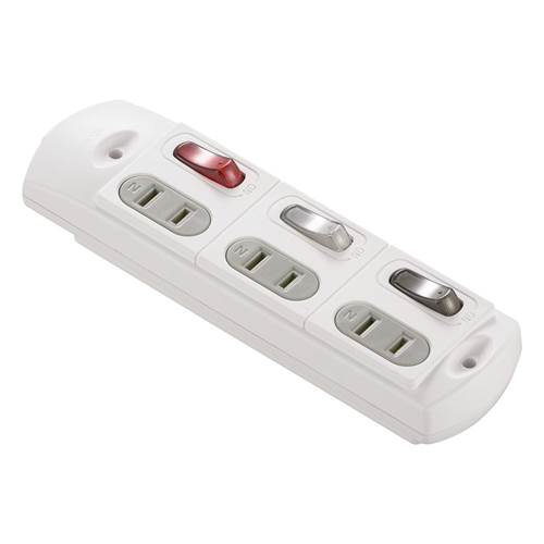 OHM オーム電機 個別スイッチ付DIYタップ（3個口/屋内配線用/ホコリ防止安全シャッター付/貫通穴付/ホワイト）HS-TM3BSWX3-W