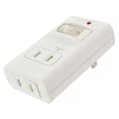 激安ショップE・T・MのOHM オーム電機　発煙ガードタップ（雷ガード/ホコリシャッター/2個口/ホワイト）　HS-A2PH-W｜アングル2