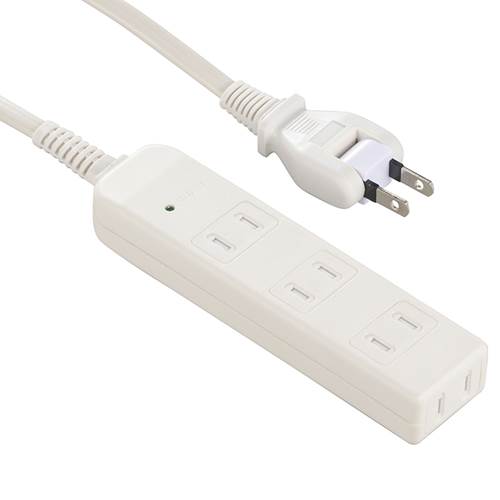 OHM オーム電機　雷ガード・シャッター付 安全タップ（4個口/1m/ホワイト）　HS-TK41S-W