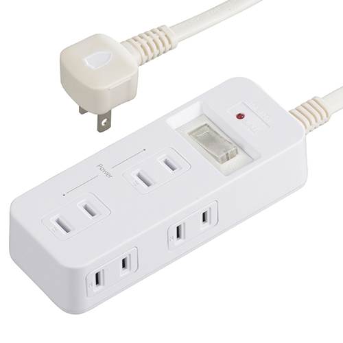 OHM オーム電機 発煙ガード・雷ガード・スイッチ付安全タップ（6個口/1m/ホワイト） HS-TP61HS3-W