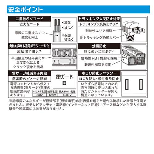 激安ショップE・T・MのOHM オーム電機　個別スイッチ付節電タップ（4個口/2m/ブラック）　HS-TPK42PBT-K｜アングル3