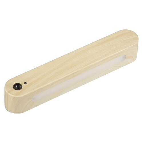 OHM オーム電機 LEDナイトライト 人感＆明暗センサー 強力マグネット 明るい木目調 NIT-BK06-W