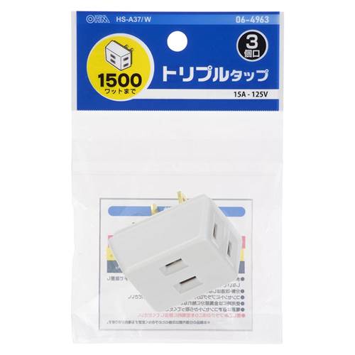 OHM �������ŵ����ȥ�ץ륿�åס�3�ĸ�/���1500W�ޤ�/�ۥ磻�ȡˡ�HS-A37/W