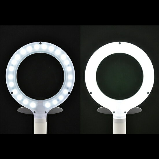 激安ショップE・T・MのOHM オーム電機　ルーペ付きLEDスタンドライト(レンズ幅100mm/ホワイト）DS-L24ZS-W｜アングル3