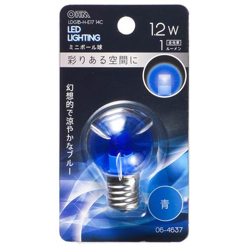 26 mm Cfl - OHM オーム電機　LEDミニボール球（装飾用/1.2W/1lm/クリア青色/G30/E17） LDG1B-H-E17 14C