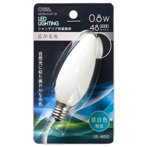 26 mm Cfl - OHM オーム電機　LEDシャンデリア形（装飾用/0.8W/48lm/昼白色/C32/E17） LDC1N-G-E17 13