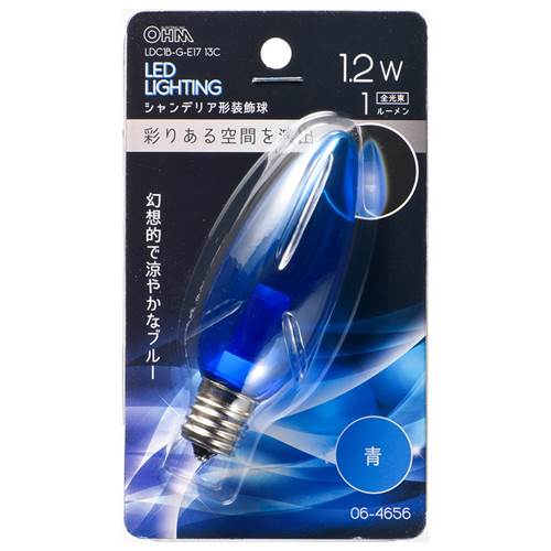 26 mm Cfl - OHM オーム電機　LEDシャンデリア形（装飾用/1.2W/1lm/クリア青色/C32/E17） LDC1B-G-E17 13C