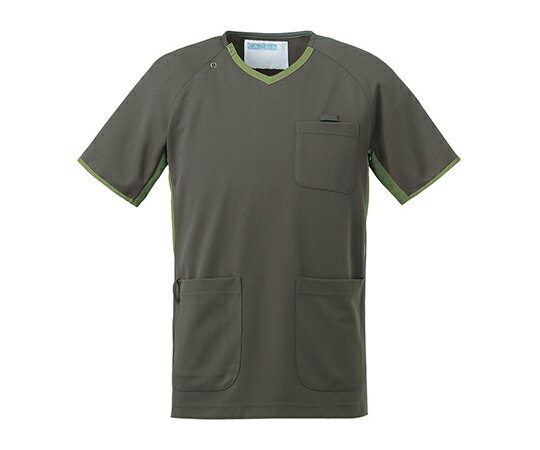 男女兼用・動体裁断シリーズ　スクラブ　グレー×カーキー　M 　4562213076792