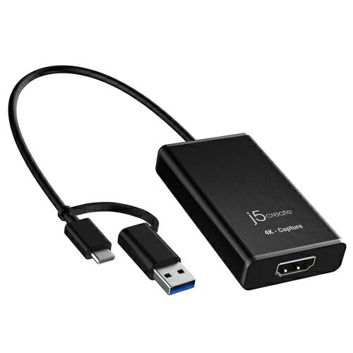 J5 create ジェイファイブクリエイト USB 4K HDMI キャプチャーアダプター JVA11（USB A/Type-C 両対応 USB-C＋USB-A接続 →ポート：HDMI）