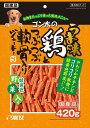 お肉をたっぷり使ったチキンジャーキーのおいしさと軟骨のコリコリした食感をダブルで味わう事ができる嗜好性の高いスナックです。やわらかく食べやすい細切りサイズにカットしました。ビタミンや食物繊維を含んだ緑黄色野菜入り。 【原材料】 穀類(小麦粉等)、肉類(チキン、軟骨等)、野菜類(にんじん、かぼちゃ等)、増粘安定剤(グリセリン)、保存料(ソルビン酸カリウム)、香料、着色料(赤40、黄4) 【保証成分】 たん白質17.0％以上、脂質0.9％以上、粗繊維7.0％以下、灰分5.0％以下、水分25.0％以下 【エネルギー】 270kcal/100g 【賞味期限】 12ヶ月 【原産国または製造地】 日本