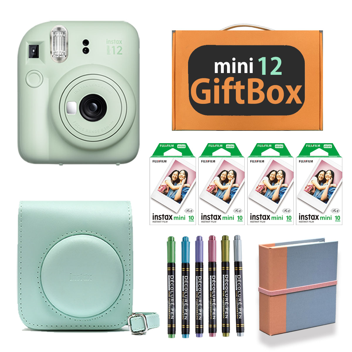 【ギフト チェキB】富士フィルム チェキ インスタントカメラ instax mini 12【ミントグリーン】カメラケース付きギフトBOXセット