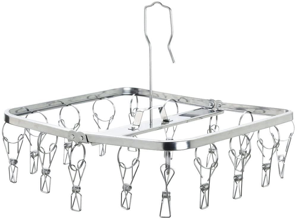 下村企販 壊れにくくて永く使える ピンチハンガー 角型16ピンチ 【日本製】 ステンレス製 サビにくい ピンチが絡まりにくい 浴室乾燥OK 折りたたんで収納 部屋干し 室内 外干し 洗濯物干し 燕三条 37236