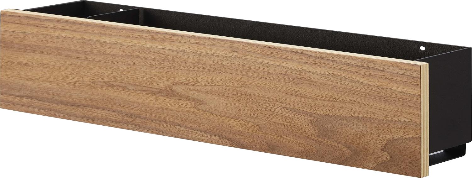 山崎実業(Yamazaki) 【 石こうボードピンセット・木ネジ 付属 】 石こうボード壁対応 タブレット ＆ リモコンホルダー ブラウン 約W33×D7×H11.5 リン RIN 壁面収納 充電しながら収納できる スッキリ一括収納 小物収納 5033