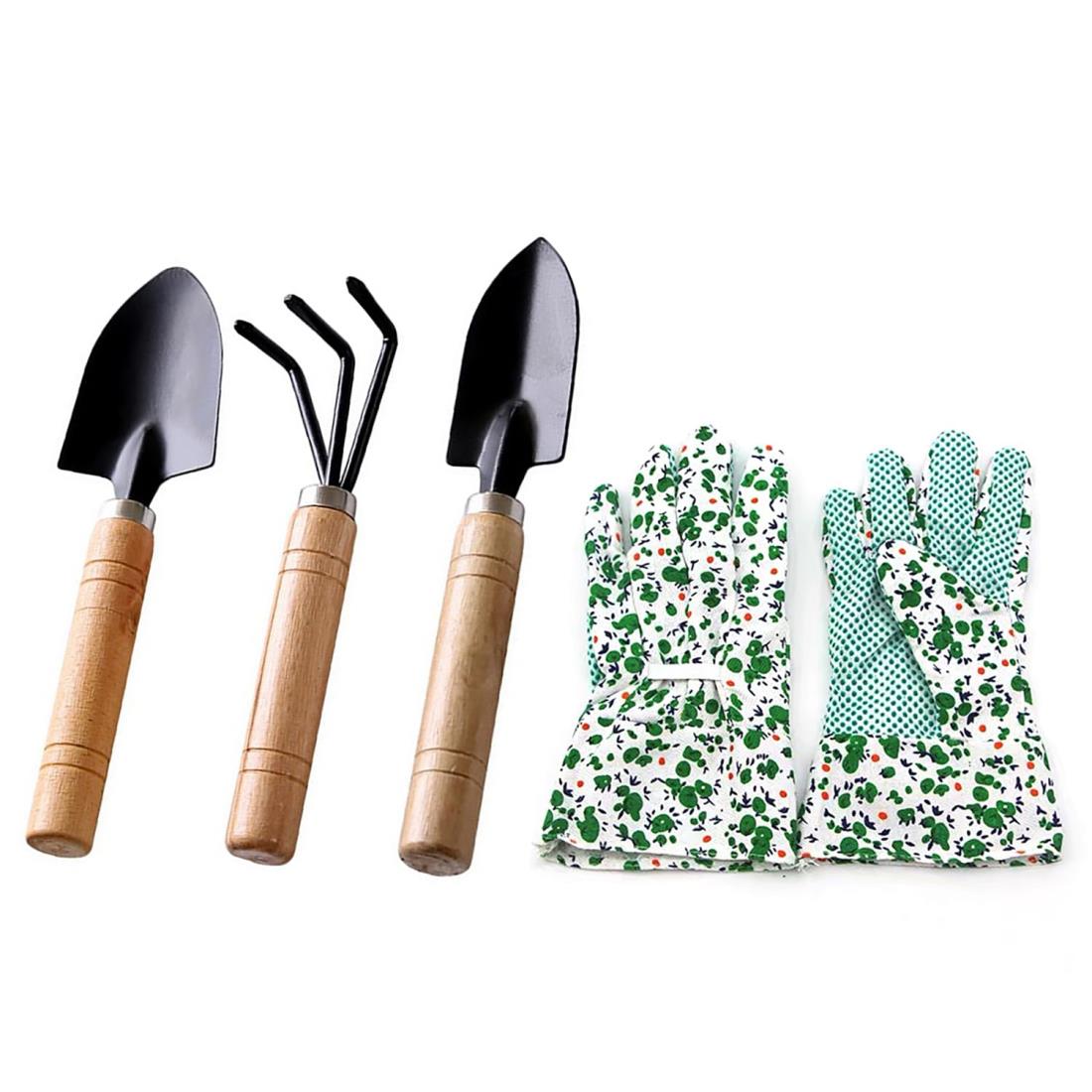 ガーデニングツール ガーデニング ツール セット 小さな花のガーデニングツールギフトキット ハンド シャベル スコップ 熊手 ガーデニング 【4点セット】 鉢植え、植え付け、除草に適し、多機能で耐久性があり、実用的