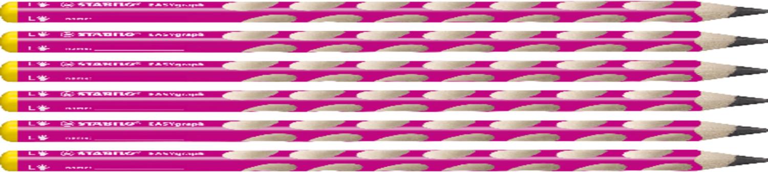 STABILO スタビロ かきかた学習鉛筆 イージーグラフ HB ピンク 左手用 三角 持ち方 矯正 名前入り 子供 幼児 男の子 女の子 6本 B321-01-HB-6