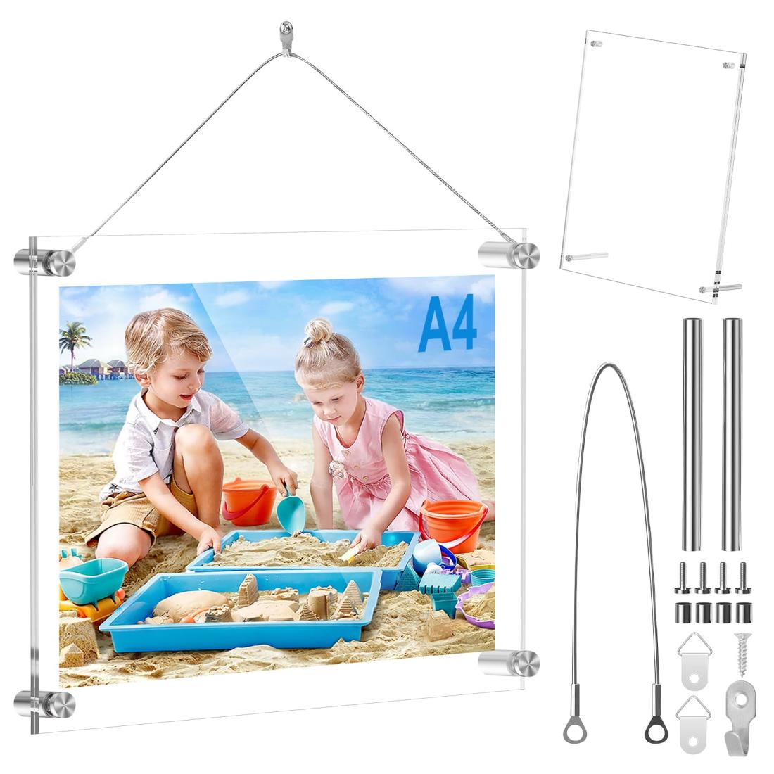 AOBOPLE アクリルフォトフレーム 写真フレーム A4判 壁掛け・置き型 フォトフレーム 展示ピクチャー、ポスター、絵画、賞状 210x297mm