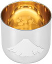 よこやま 日本製 100ml 感温 ぐい呑み お猪口 赤 富士 内面金メッキ (桜 柄入り) 1PC 燕熟の技 EJG-400