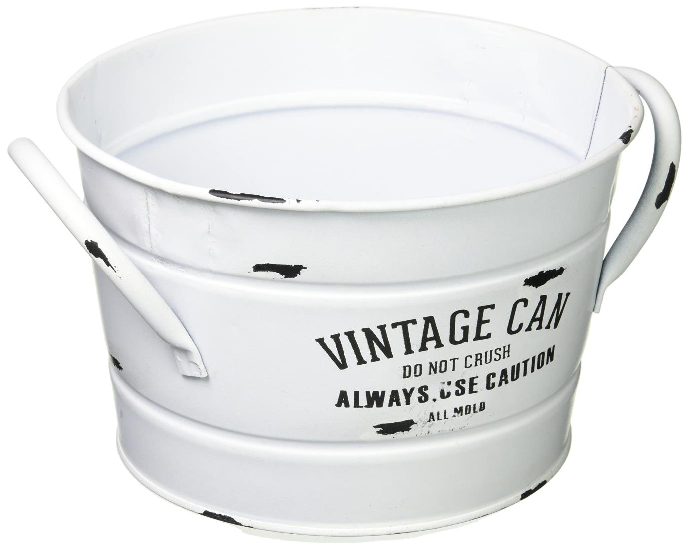 アビテ バケツ アンティーク風 ジャルダン ラウンドカン S ホワイト WO-901-WH