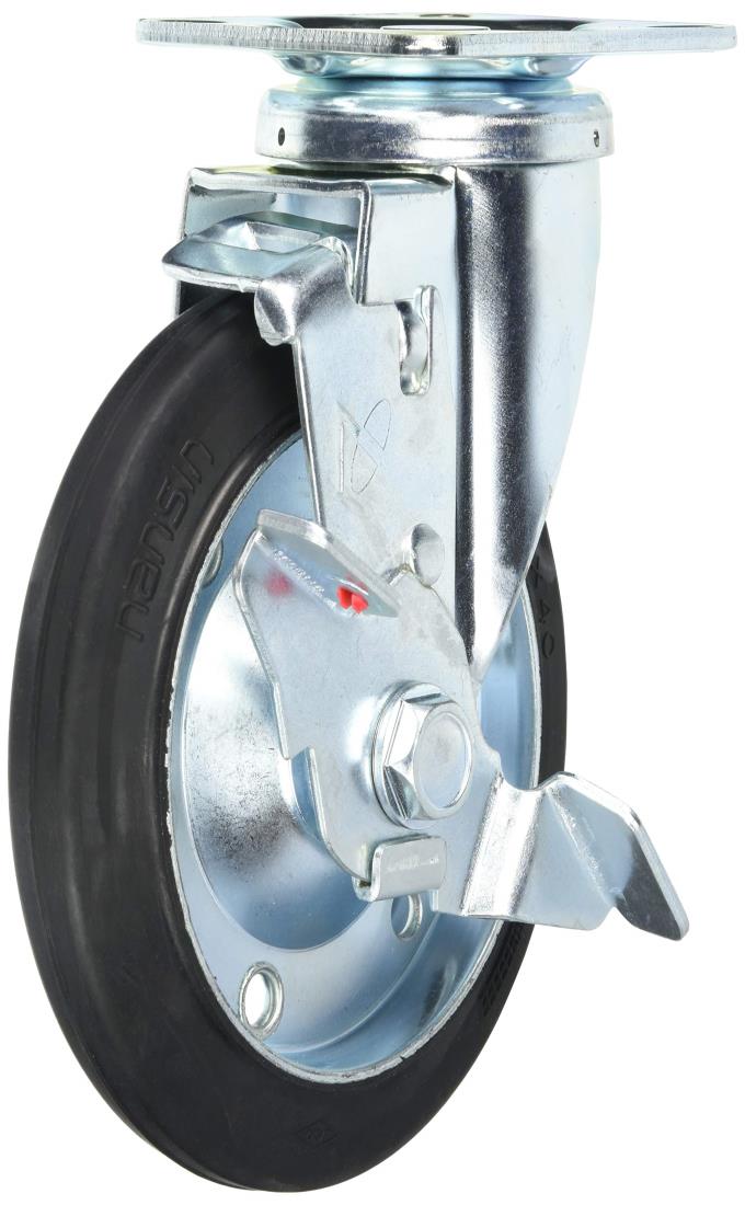 ナンシン 汎用キャスター 自在φ150ゴム車輪(ベアリング入り) ストッパー付き STC-150 CBC S-2