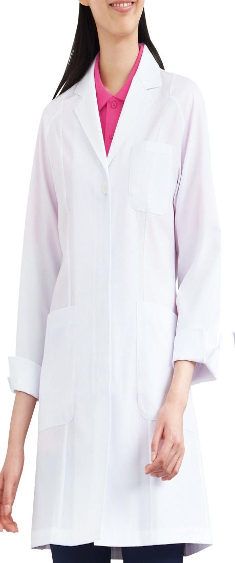 フォーク 女性ハーフコート ドクターコート クリニック 2520 ホワイト 日本 M (日本サイズM相当)