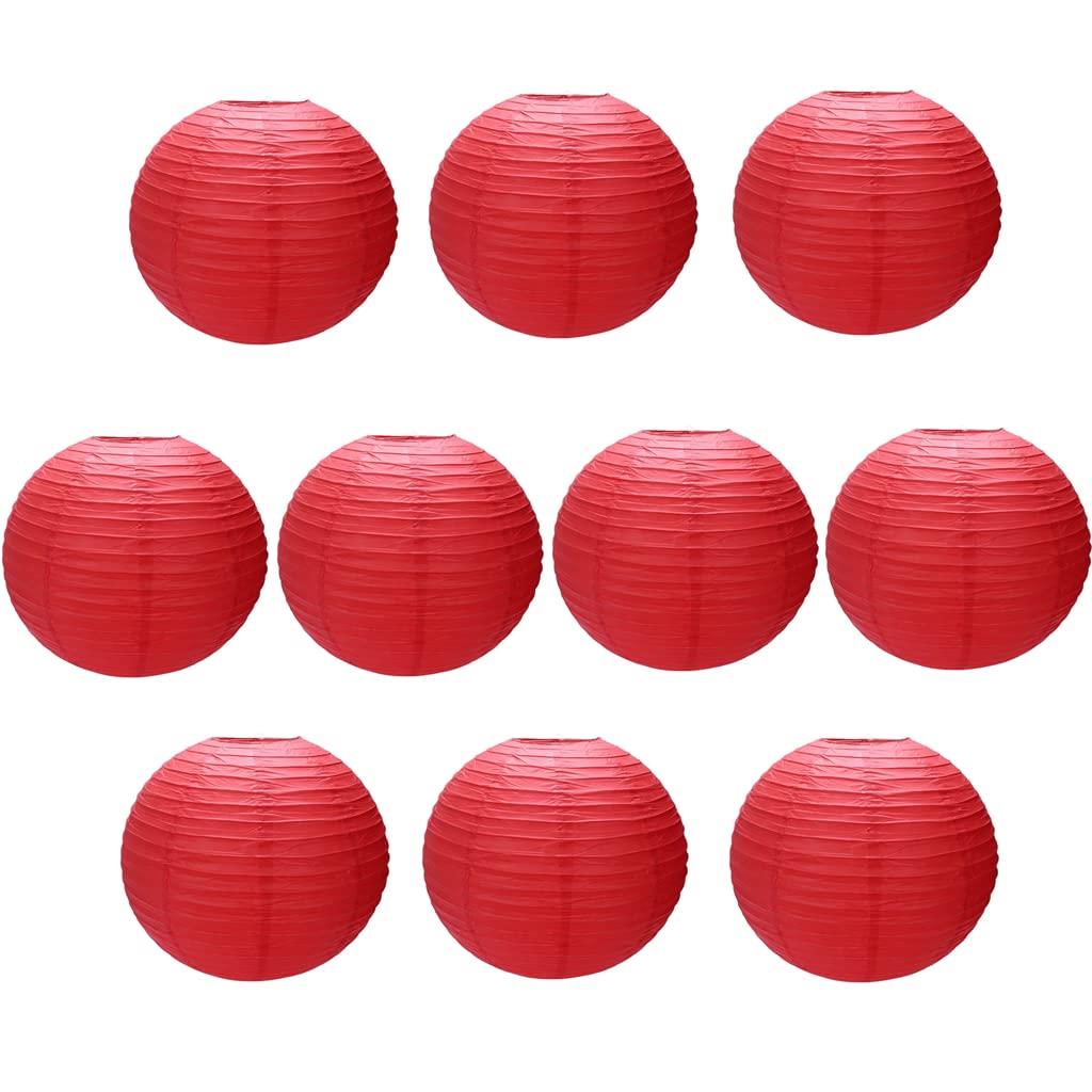 DUOLEIMI 提灯 紙ちょうちん 赤 ペーパーランタン お盆 お盆飾り用品 燈籠 10個セット (直径25cm)