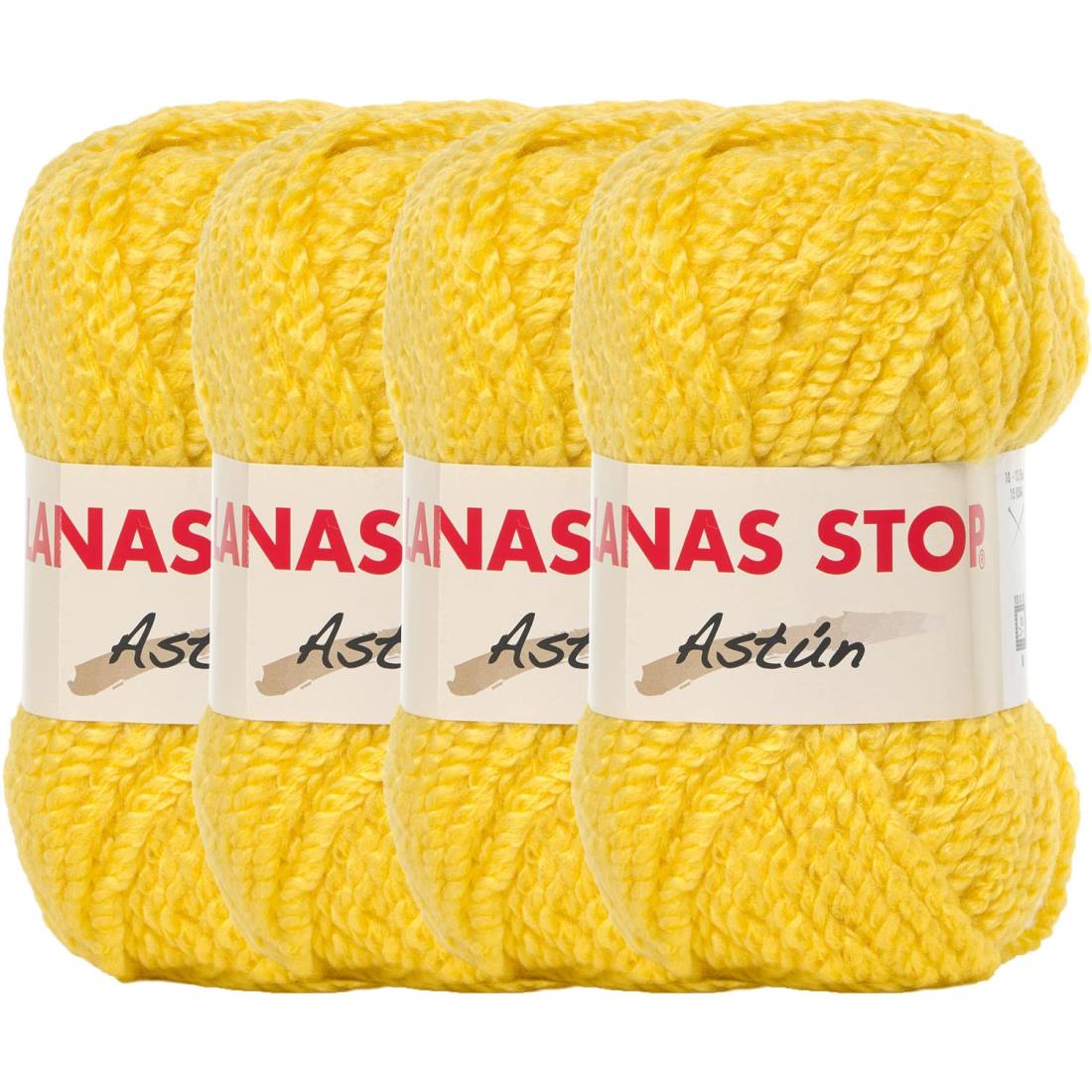 Astun ふわふわウール45% アクリル55% 手編み毛糸 毛混並太 80g 約63m (4玉セット) (黄色)