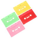 Kichvoe ブランク オーディオ カセット テープ、 4本 カラフル ブランク オーディオ 録音 カセット テープ 個別 クリア ケース付き 用 声 音楽 ...