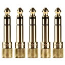 FosPower (5個セット) 6.35mm (1/4”)オス ⇒ 3.5mm (1/8”)メス (3極TRS AUX / 24k金メッキプラグ) アンプヘッ...