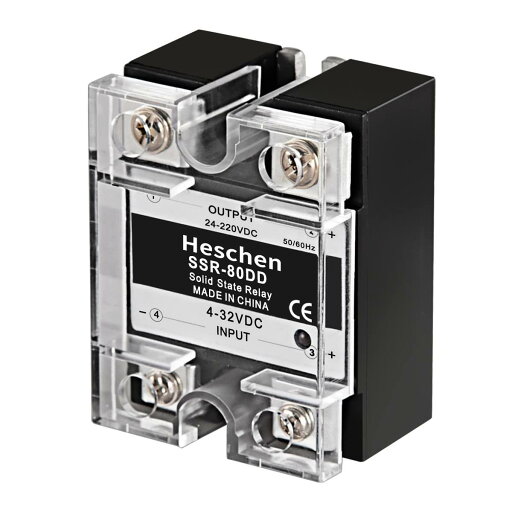 Heschen 単相DC/DC ソリッドステートリレー、SSR-80DD、入力4-32VDC、出力24-220VDC、80A 50-60Hz Heschen 単相DC/DC ソリッドステートリレー、SSR-80DD、入力4-32VDC、出力24-220VDC、80A 50-60Hz