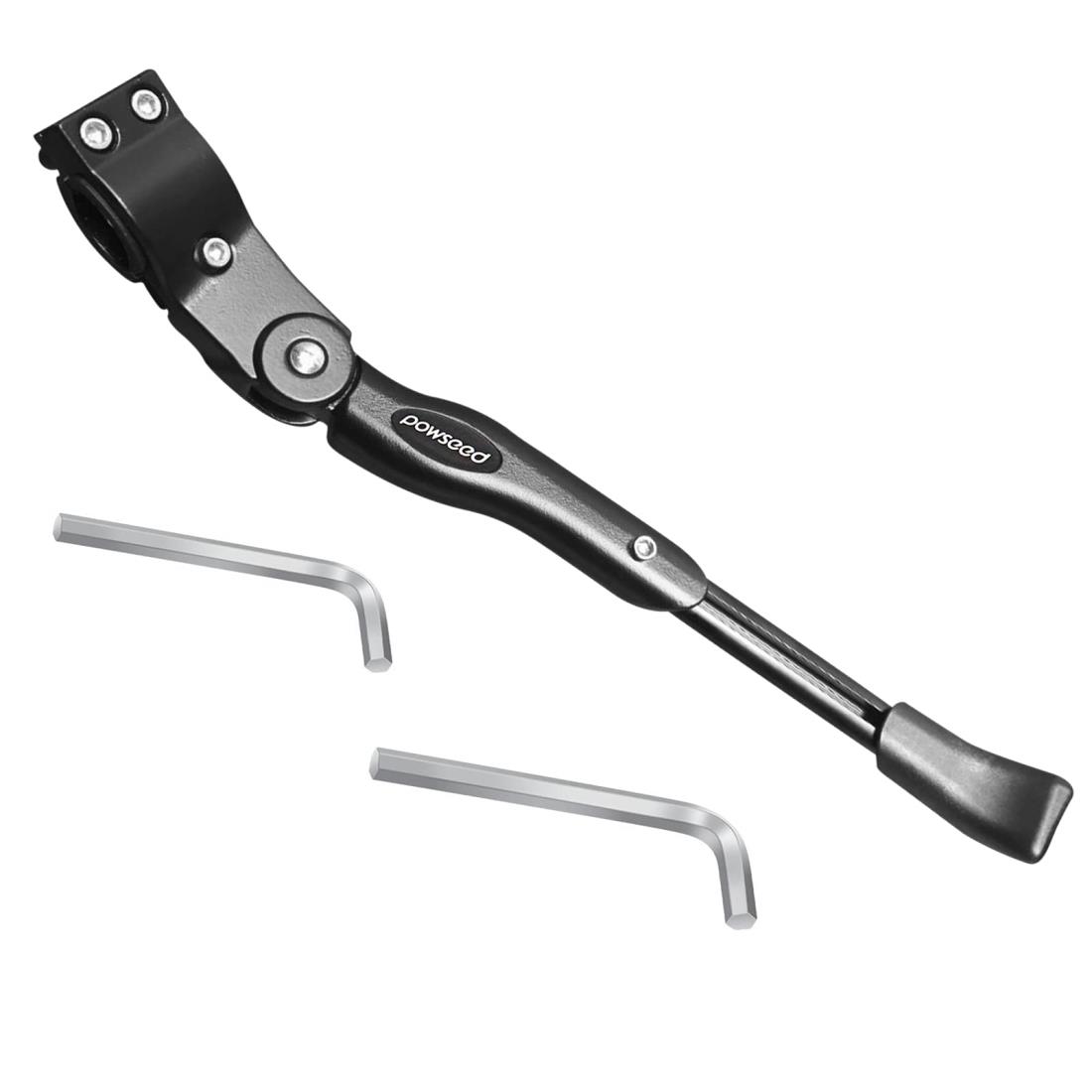 Powseed 自転車 汎用 サイドスタンド アジャスタブル33.5cm～39cmアルミニウム合金製 キックスタンド クロスバイク ロードバイク マウンテンバイク MTB ママチャリ スタンド 20インチ 24インチ 26インチ 700C対応 軽量 片足