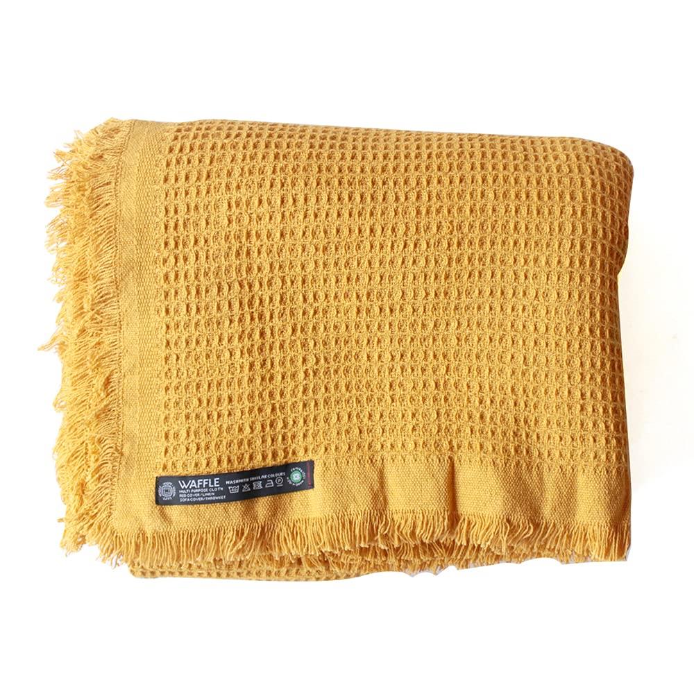 キーストーン マルチカバー ワッフルスロー マスタード 150×220cm