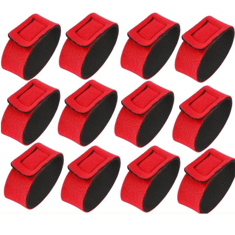 Raatel ロッドベルト 12本セット 保護ベルト 結びバンド 釣り竿 (レッド)