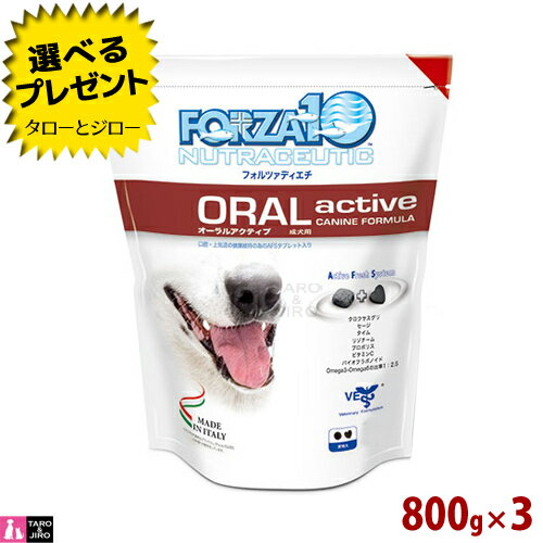 【ポイント10倍】フォルツァディエチ オーラルアクティブ(ドッグ) 800g×3袋 口腔・喉ケア用食事療法食 成犬用ドライフード 小粒