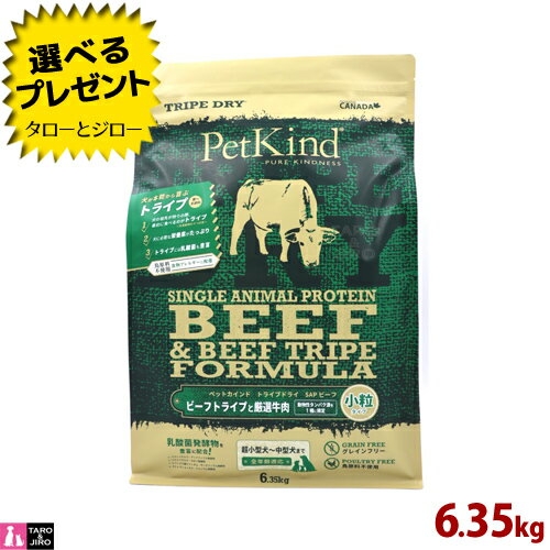 乐天商城 - 【ポイント5倍】【選べるおまけ付】ペットカインド 犬用 トライプドライ グリーン ビーフ トライプ SAP 小粒 6.35kg 全年齢用 プレミアム ドッグフード