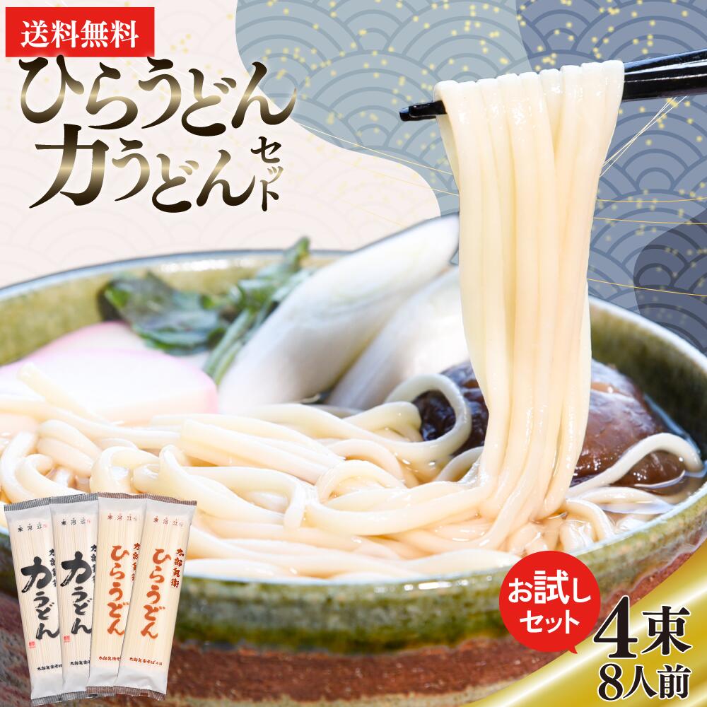 Rakuten - うどん 饂飩 乾麺 送料無料【お試しセット】4束入 8食分 食べ比べ グルメ うどん ひらうどん 力うどん 乾麺 山形 麺 麺類 熟成 太郎兵衛そば お買い物マラソン マラソン 買い回り 買いまわり ポイント消化 食品 グルメ フード 人気 おすすめ お試し