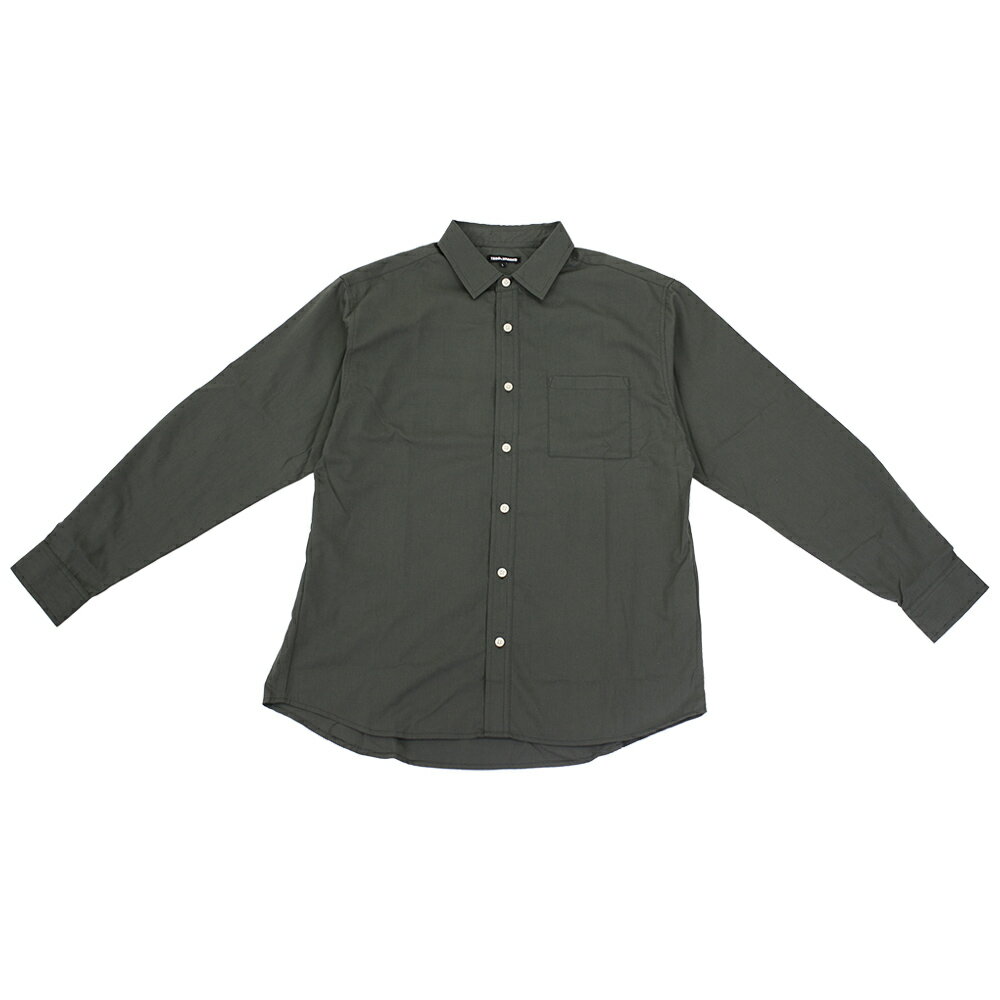 シャツ　アイロンフリー　長袖　メンズ　カーキ　XL　カジュアル ワイシャツ 長袖（カラーカーキグリーン）（メンズ
