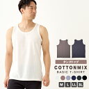 綿混タンクトップ メンズ トップス 綿混 コットン 速乾 無地 シンプル M L LL 3L 全6色