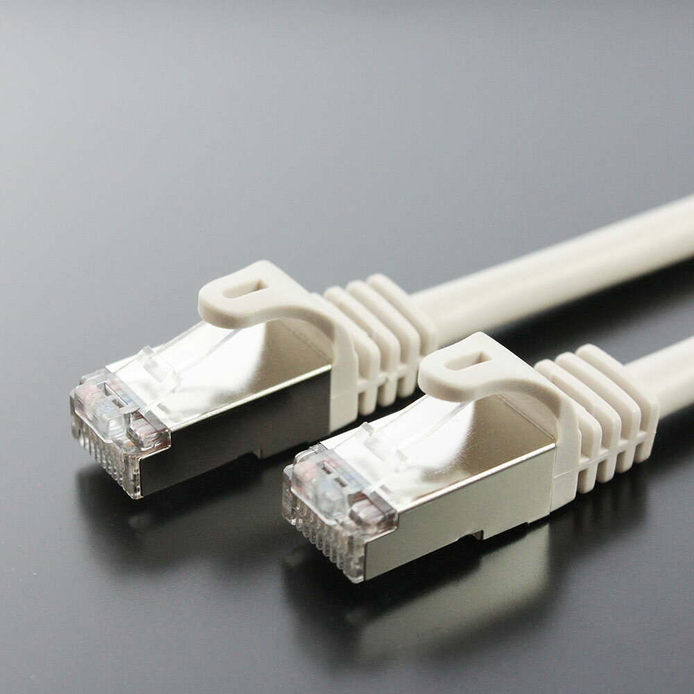LANケーブル CAT5e 5m ストレート STP FTP シールドタイプ つめ折れ防止 スリムコネクタ 1年保証 TARO'S ライトグレー CBC5ESP-050-LG